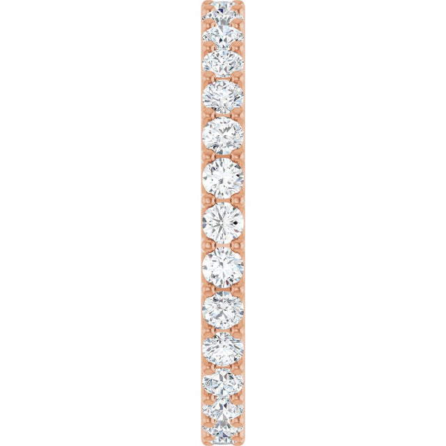 14K Gold Round Natural Diamond Shared U-Prong Eternity Band – 2 mm Stones - Rose Gold - view 4