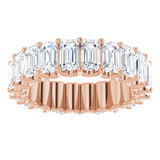 14K Gold Emerald Lab-Grown Diamond Shared U-Prong Eternity Band – 5x3 mm Stones - Rose Gold - view 3