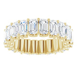 14K Gold Emerald Lab-Grown Diamond Shared U-Prong Eternity Band – 5x3 mm Stones - Yellow Gold - view 3