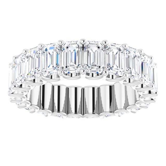 Platinum Emerald Lab-Grown Diamond Shared U-Prong Eternity Band – 5x3 mm Stones - view 3
