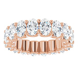 14K Gold Oval Lab-Grown Diamond Shared U-Prong Eternity Band – 6x4 mm Stones - Rose Gold - view 3