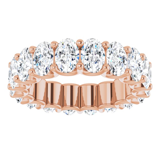 14K Gold Oval Lab-Grown Diamond Shared U-Prong Eternity Band – 6x4 mm Stones - Rose Gold - view 3