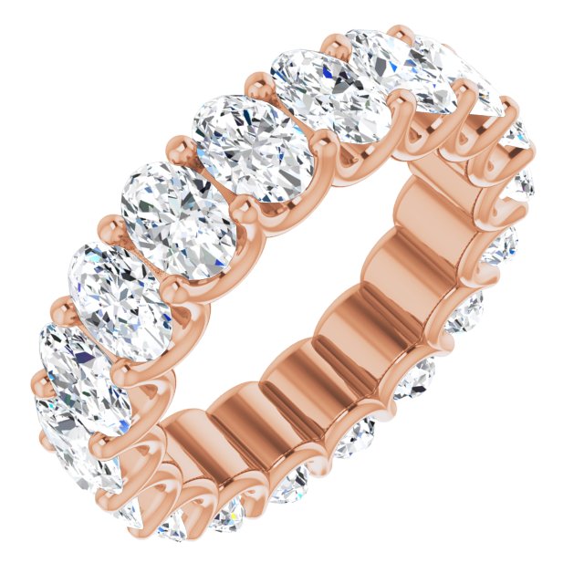 14K Gold Oval Lab-Grown Diamond Shared U-Prong Eternity Band – 6x4 mm Stones - Rose Gold