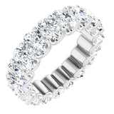 14K Gold Oval Natural Diamond Shared U-Prong Eternity Band – 6x4 mm Stones - White Gold