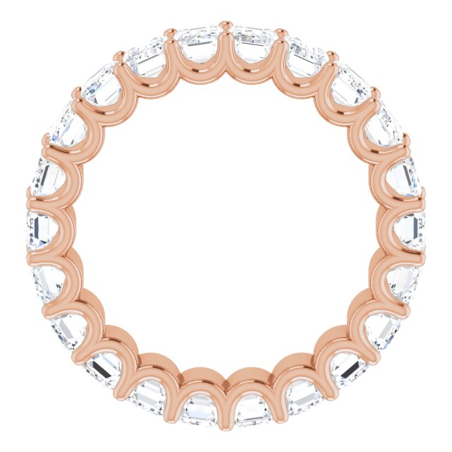 14K Gold Emerald Lab-Grown Diamond Shared U-Prong Eternity Band – 5x3 mm Stones - Rose Gold - view 2