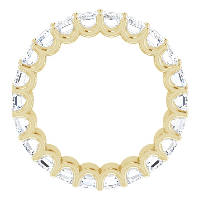 14K Gold Emerald Lab-Grown Diamond Shared U-Prong Eternity Band – 5x3 mm Stones - Yellow Gold - view 2