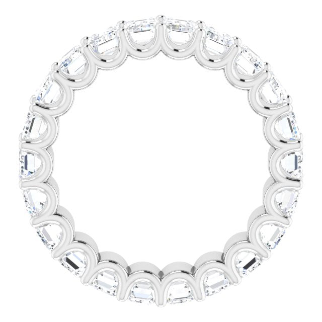 Platinum Emerald Natural Diamond Shared U-Prong Eternity Band – 5x3 mm Stones - view 2