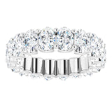 Platinum Oval Natural Diamond Shared U-Prong Eternity Band – 6x4 mm Stones - view 3