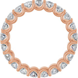 14K Gold Oval Natural Diamond Shared U-Prong Eternity Band – 5x3 mm Stones - Rose Gold - view 2