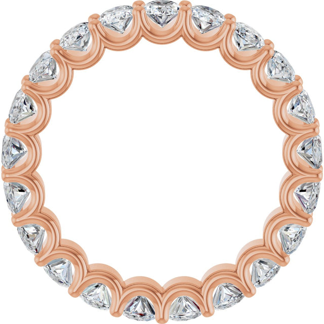 14K Gold Oval Natural Diamond Shared U-Prong Eternity Band – 5x3 mm Stones - Rose Gold - view 2