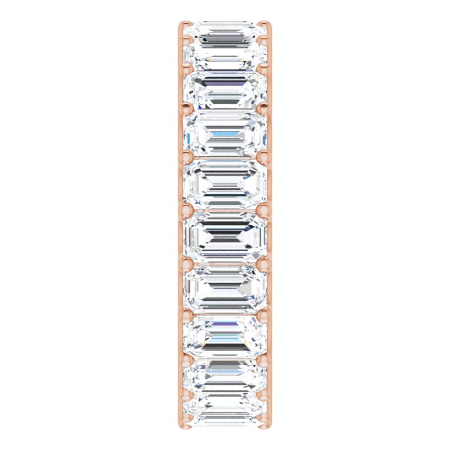 14K Gold Emerald Lab-Grown Diamond Shared U-Prong Eternity Band – 5x3 mm Stones - Rose Gold - view 4