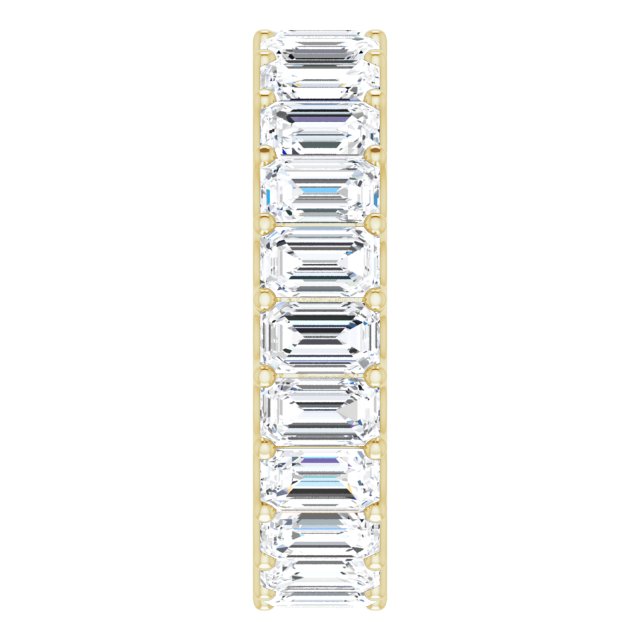 14K Gold Emerald Lab-Grown Diamond Shared U-Prong Eternity Band – 5x3 mm Stones - Yellow Gold - view 4