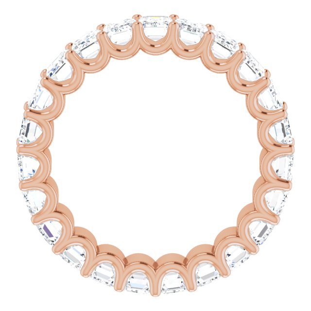 14K Gold Emerald Lab-Grown Diamond Shared U-Prong Eternity Band – 5x3 mm Stones - Rose Gold - view 2