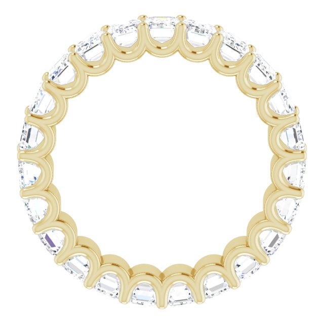 14K Gold Emerald Lab-Grown Diamond Shared U-Prong Eternity Band – 5x3 mm Stones - Yellow Gold - view 2