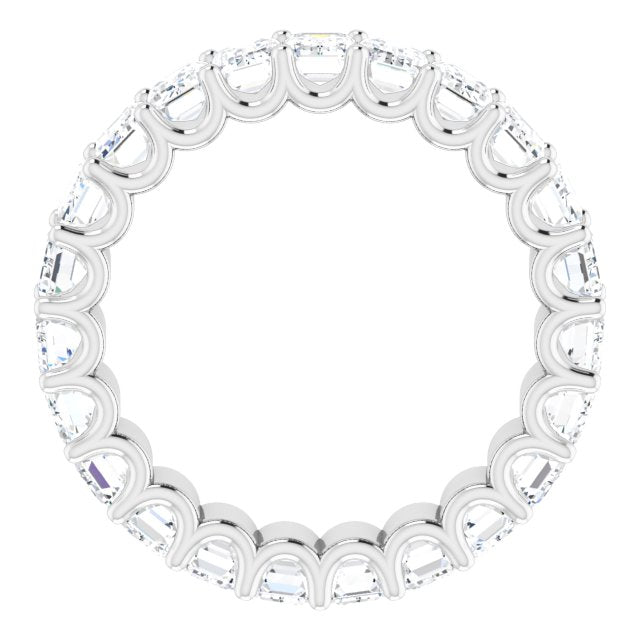 14K Gold Emerald Lab-Grown Diamond Shared U-Prong Eternity Band – 5x3 mm Stones - White Gold - view 2