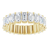14K Gold Emerald Lab-Grown Diamond Shared U-Prong Eternity Band – 5x3 mm Stones - Yellow Gold - view 3