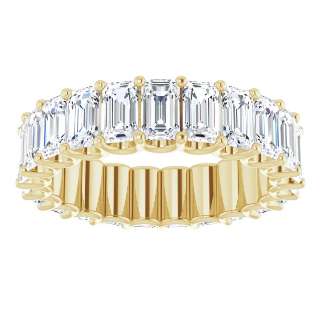 14K Gold Emerald Lab-Grown Diamond Shared U-Prong Eternity Band – 5x3 mm Stones - Yellow Gold - view 3