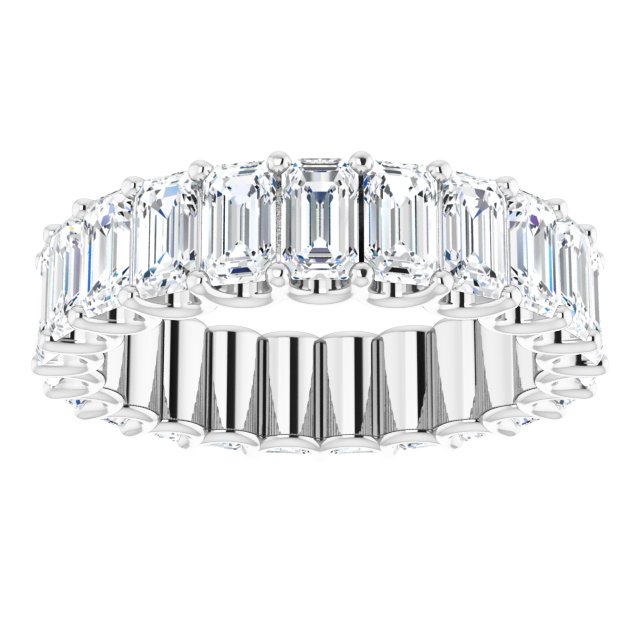 Platinum Emerald Lab-Grown Diamond Shared U-Prong Eternity Band – 5x3 mm Stones - view 3