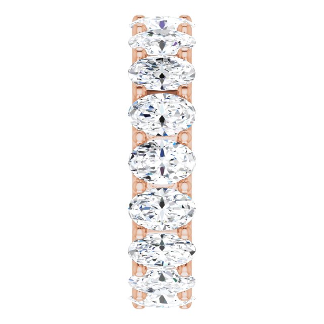 14K Gold Oval Lab-Grown Diamond Shared U-Prong Eternity Band – 6x4 mm Stones - Rose Gold - view 4