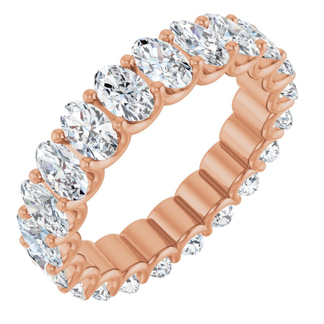 14K Gold Oval Lab-Grown Diamond Shared U-Prong Eternity Band – 5x3 mm Stones - Rose Gold