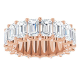 14K Gold Emerald Lab-Grown Diamond Shared U-Prong Eternity Band – 6x4 mm Stones - Rose Gold - view 3