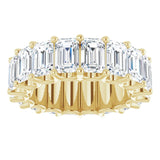 14K Gold Emerald Lab-Grown Diamond Shared U-Prong Eternity Band – 6x4 mm Stones - Yellow Gold - view 3