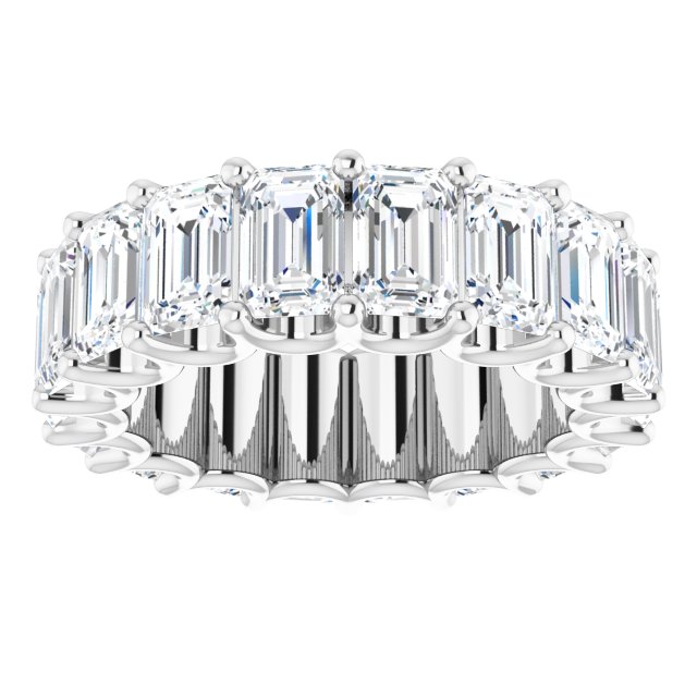 Platinum Emerald Lab-Grown Diamond Shared U-Prong Eternity Band – 6x4 mm Stones - view 3