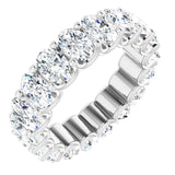 14K Gold Oval Natural Diamond Shared U-Prong Eternity Band – 6x4 mm Stones - White Gold
