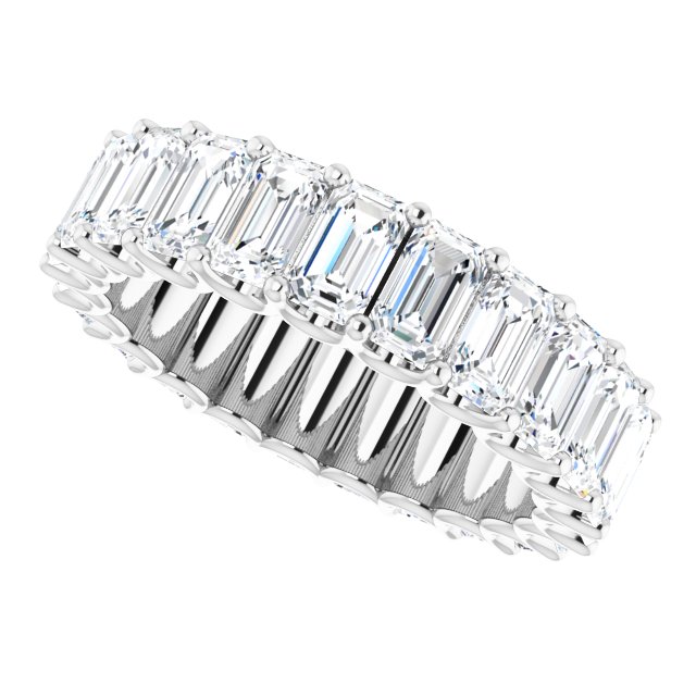 Platinum Emerald Lab-Grown Diamond Shared U-Prong Eternity Band – 5x3 mm Stones - view 5