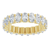 14K Gold Oval Natural Diamond Shared U-Prong Eternity Band – 5x3 mm Stones - Yellow Gold - view 3