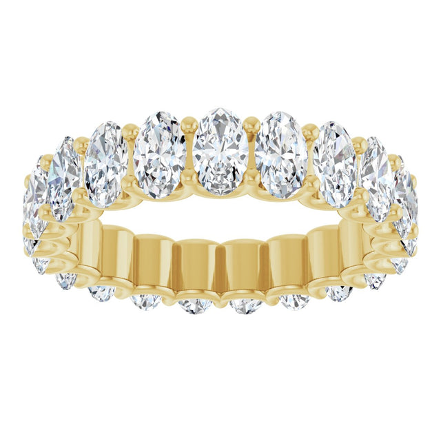 14K Gold Oval Lab-Grown Diamond Shared U-Prong Eternity Band – 5x3 mm Stones - Yellow Gold - view 3