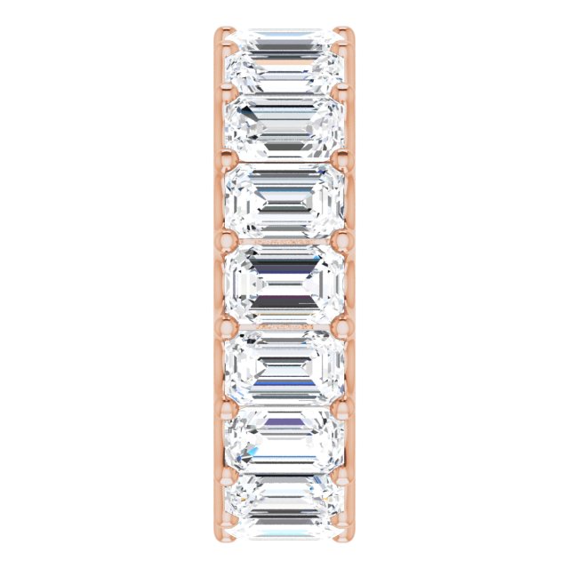 14K Gold Emerald Lab-Grown Diamond Shared U-Prong Eternity Band – 6x4 mm Stones - Rose Gold - view 4