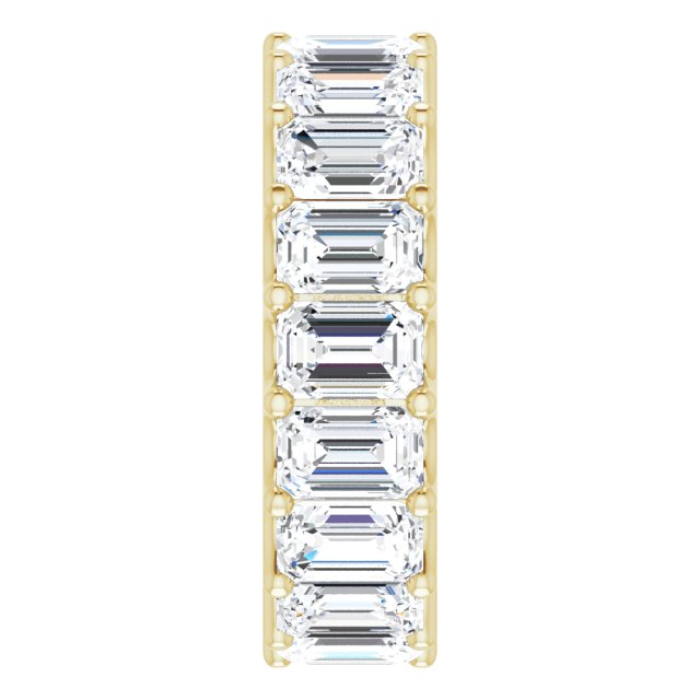 14K Gold Emerald Lab-Grown Diamond Shared U-Prong Eternity Band – 6x4 mm Stones - Yellow Gold - view 4