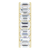 14K Gold Emerald Natural Diamond Shared U-Prong Eternity Band – 6x4 mm Stones - Yellow Gold - view 4