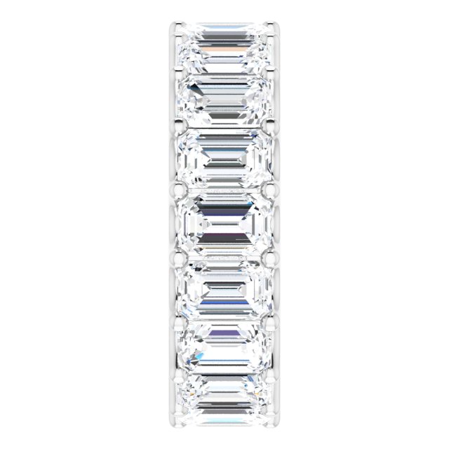 Platinum Emerald Lab-Grown Diamond Shared U-Prong Eternity Band – 6x4 mm Stones - view 4