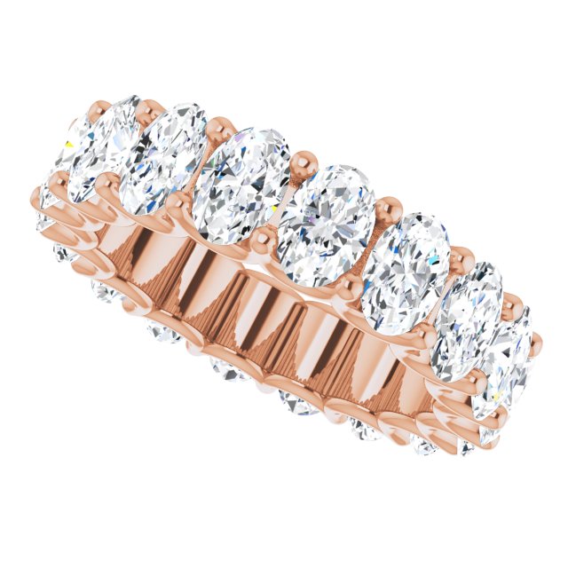 14K Gold Oval Lab-Grown Diamond Shared U-Prong Eternity Band – 6x4 mm Stones - Rose Gold - view 5