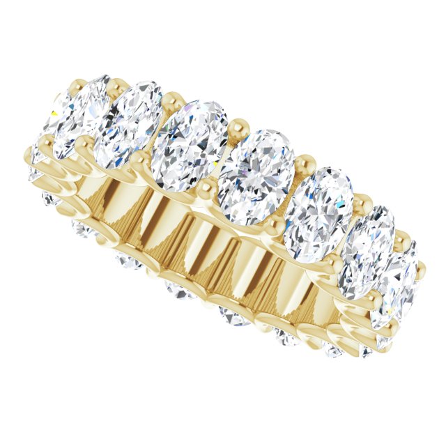 14K Gold Oval Natural Diamond Shared U-Prong Eternity Band – 6x4 mm Stones - Yellow Gold - view 5