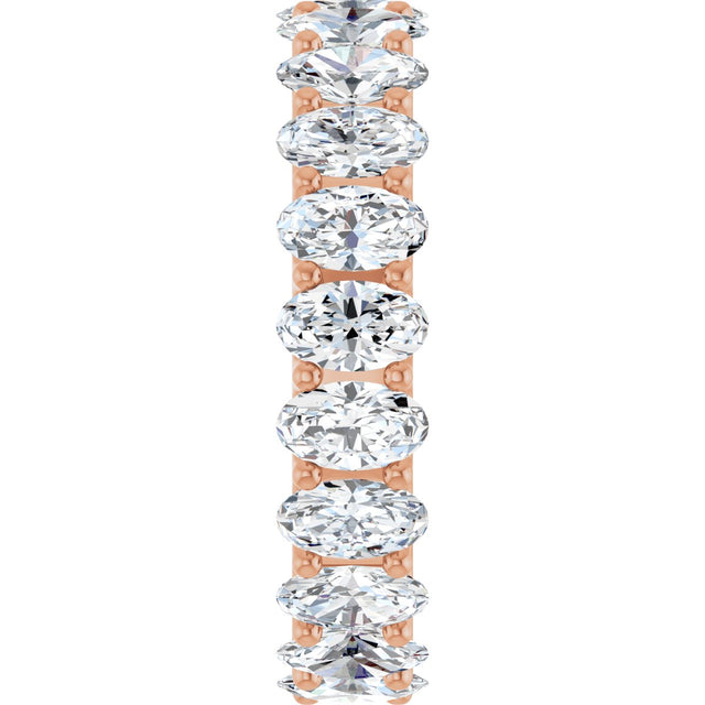 14K Gold Oval Lab-Grown Diamond Shared U-Prong Eternity Band – 5x3 mm Stones - Rose Gold - view 4