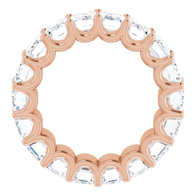 14K Gold Emerald Lab-Grown Diamond Shared U-Prong Eternity Band – 6x4 mm Stones - Rose Gold - view 2