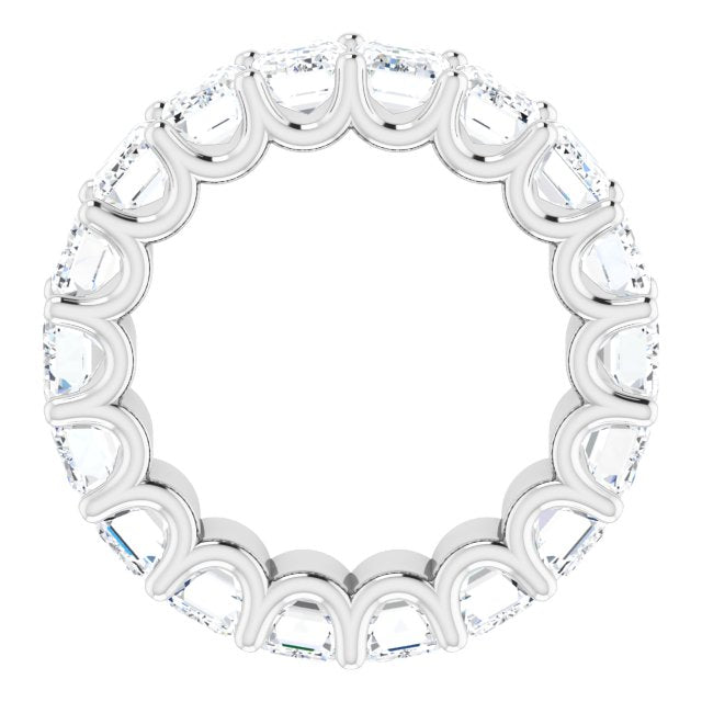 Platinum Emerald Lab-Grown Diamond Shared U-Prong Eternity Band – 6x4 mm Stones - view 2
