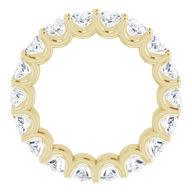 14K Gold Oval Natural Diamond Shared U-Prong Eternity Band – 6x4 mm Stones - Yellow Gold - view 2