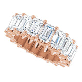 14K Gold Emerald Lab-Grown Diamond Shared U-Prong Eternity Band – 6x4 mm Stones - Rose Gold - view 5