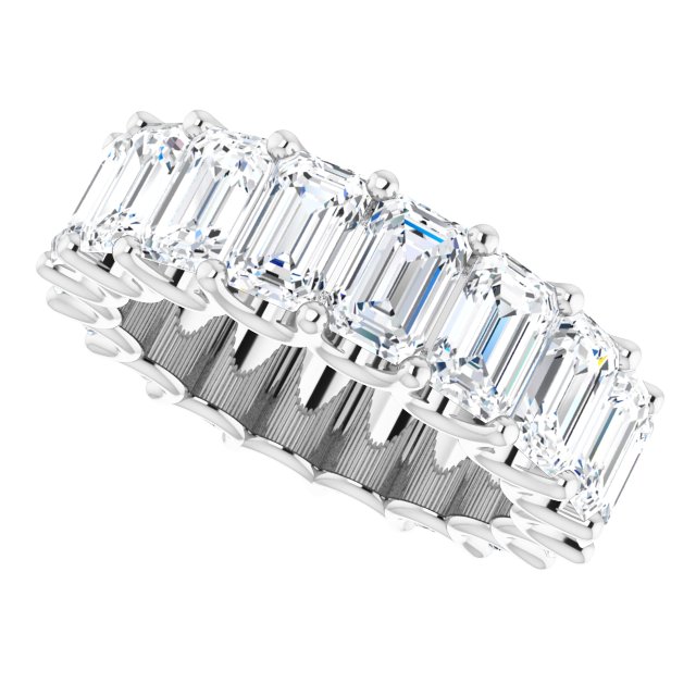 Platinum Emerald Lab-Grown Diamond Shared U-Prong Eternity Band – 6x4 mm Stones - view 5