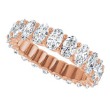 14K Gold Oval Natural Diamond Shared U-Prong Eternity Band – 5x3 mm Stones - Rose Gold - view 5