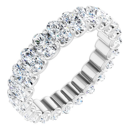 Platinum Oval Lab-Grown Diamond Shared U-Prong Eternity Band – 5x3 mm Stones