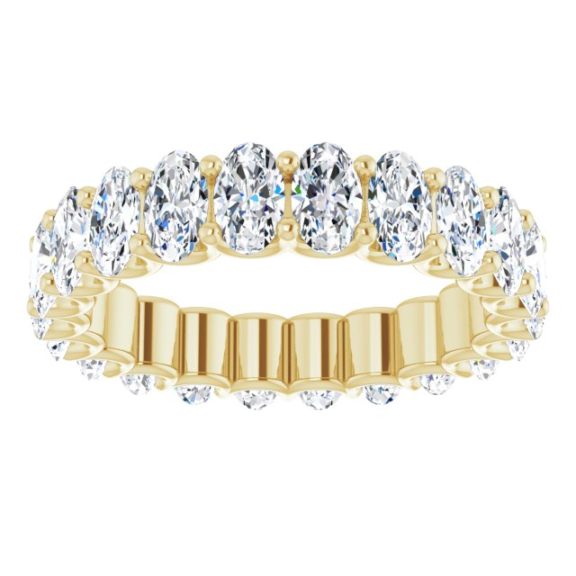 14K Gold Oval Lab-Grown Diamond Shared U-Prong Eternity Band – 5x3 mm Stones - Yellow Gold - view 3
