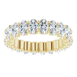 14K Gold Oval Natural Diamond Shared U-Prong Eternity Band – 5x3 mm Stones - Yellow Gold - view 3