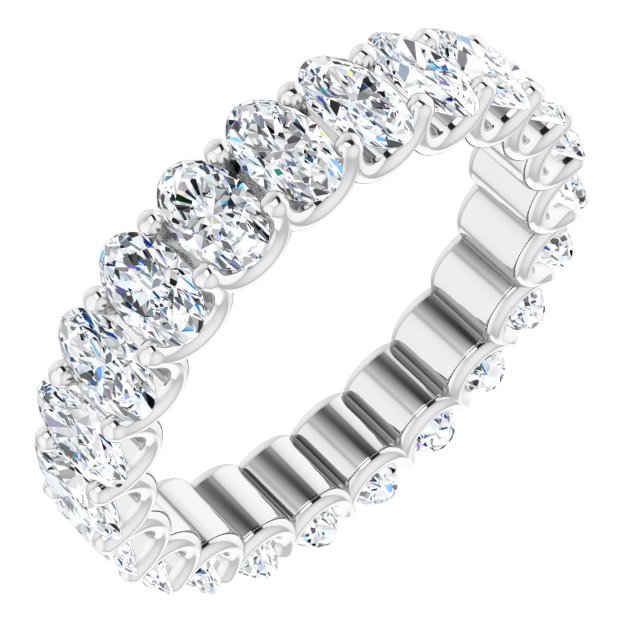 14K Gold Oval Lab-Grown Diamond Shared U-Prong Eternity Band – 5x3 mm Stones - White Gold