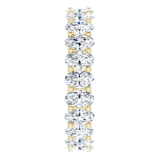 14K Gold Oval Natural Diamond Shared U-Prong Eternity Band – 5x3 mm Stones - Yellow Gold - view 4