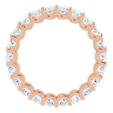 14K Gold Oval Natural Diamond Shared U-Prong Eternity Band – 5x3 mm Stones - Rose Gold - view 2